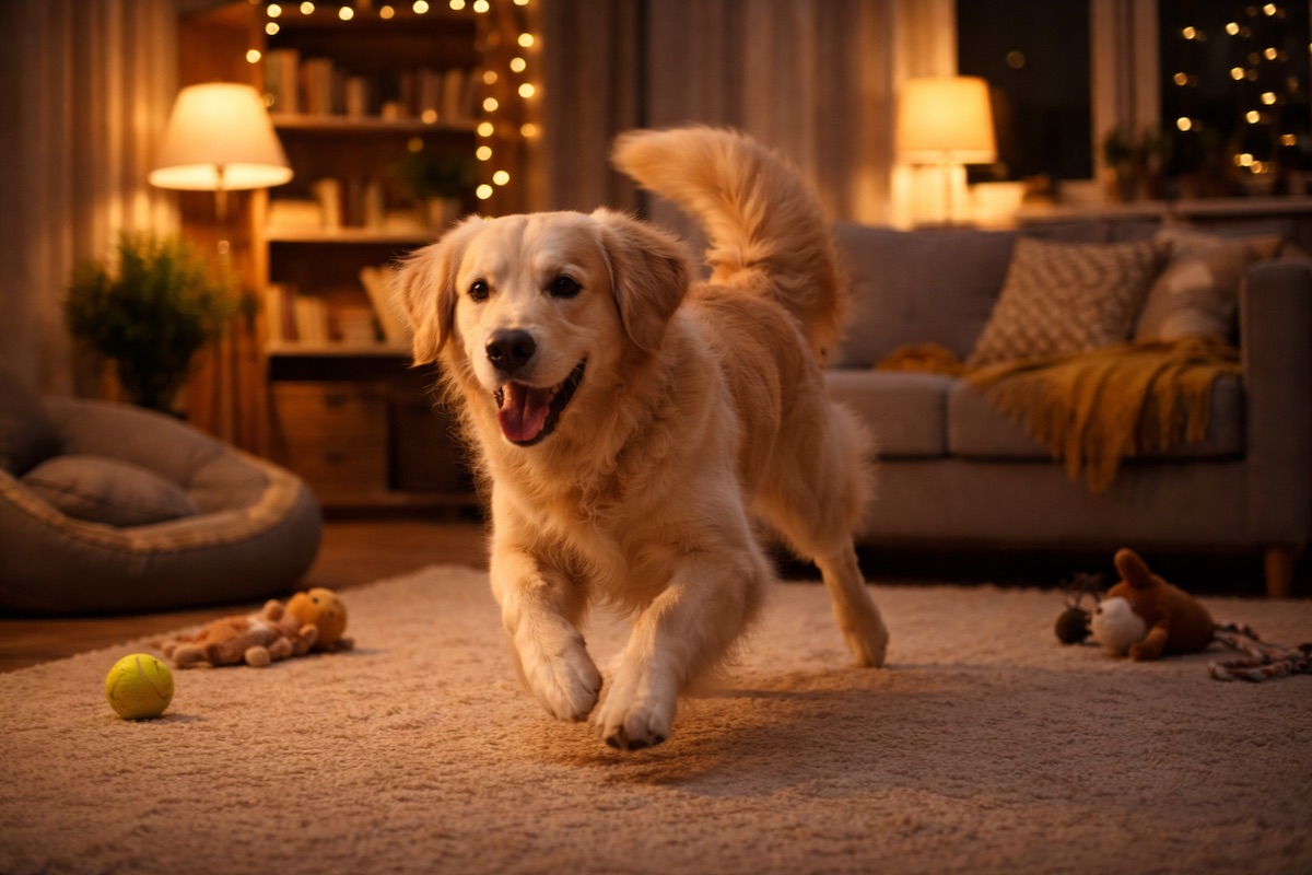 Активна собака ввечері бігає по кімнаті та не може розслабитися перед сном