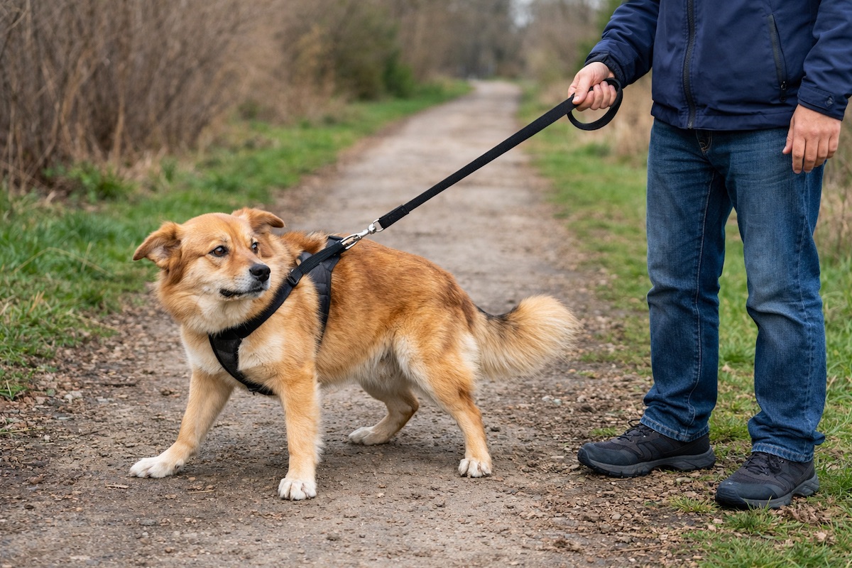 Собака зупинилася під час прогулянки та відмовляється йти знайомим маршрутом поруч із власником