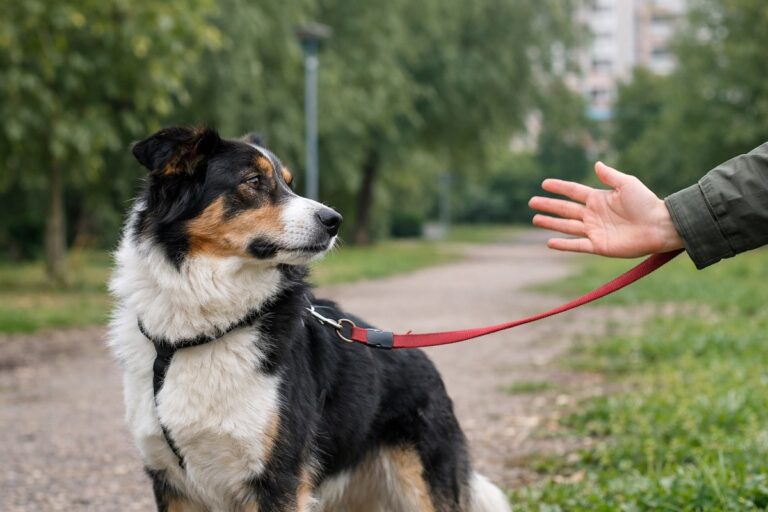 Собака дивиться вбік і не реагує на поклик власника під час прогулянки